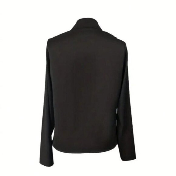 Black Casual Women's Satin Criss-Cross Long Sleeve Blouse Top - Picture 4 of 5